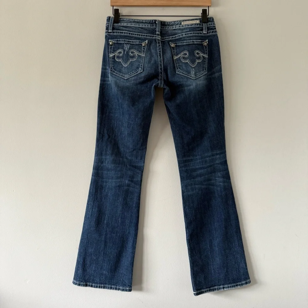 Y2K ReRock For Express Bootcut Jeans Sz 6 Thick Stitch Cowgirl Country Rodeo‎